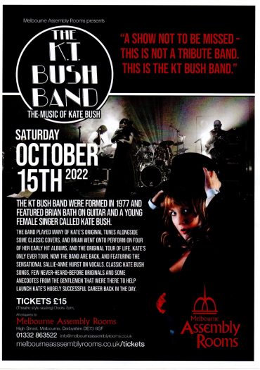 New Gig – The KT BUSH BAND – Derbyshire – 15th October